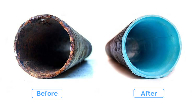 cured-in-place pipe before and after